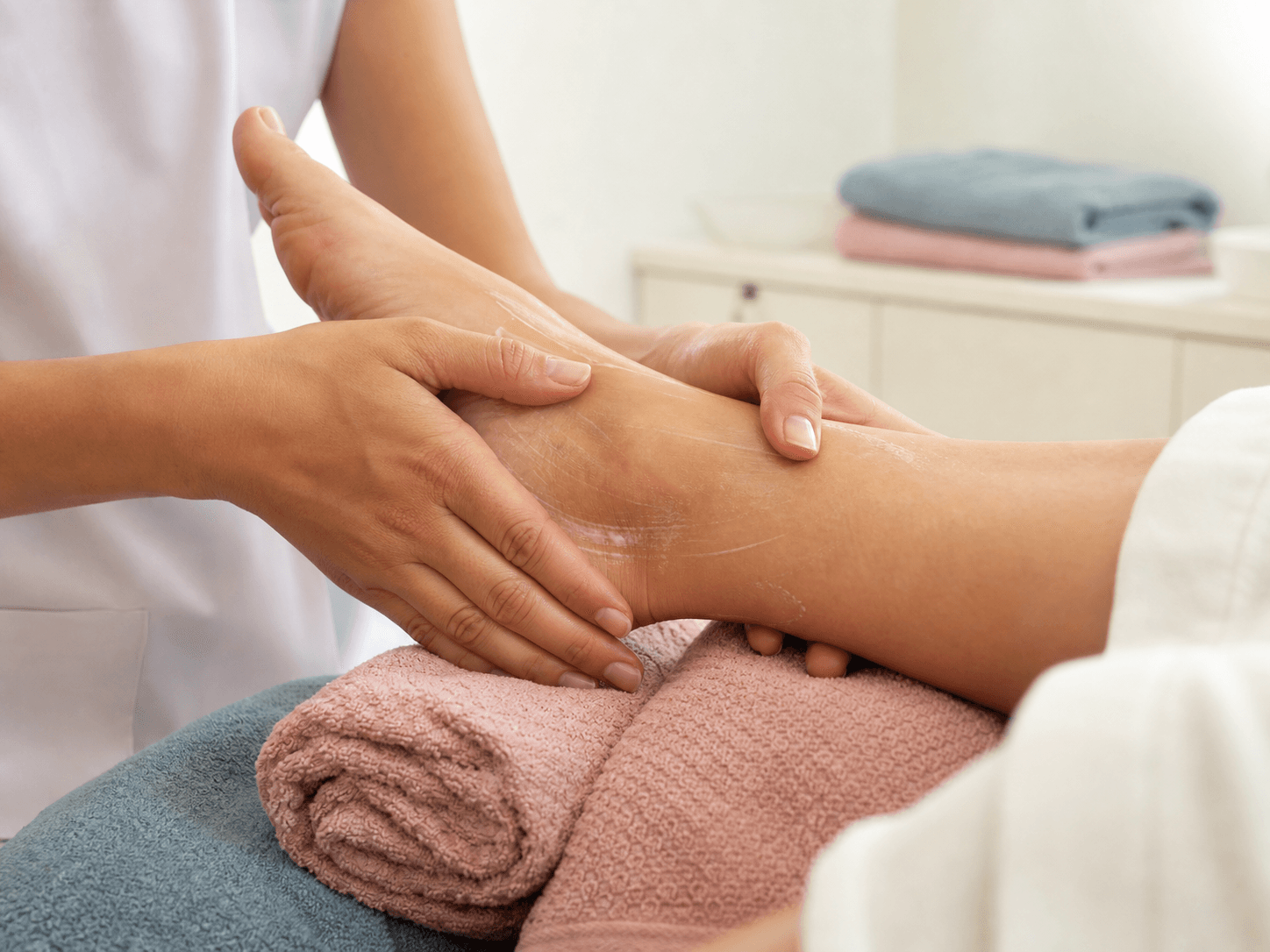 Ontspannende voetmassage tijdens de luxe behandeling